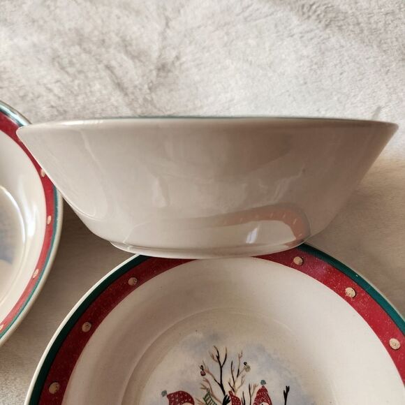 Royal Seasons 4 Piece Stoneware Christmas Snowmen Soup Bowls 6.5" - Picture 6 of 6